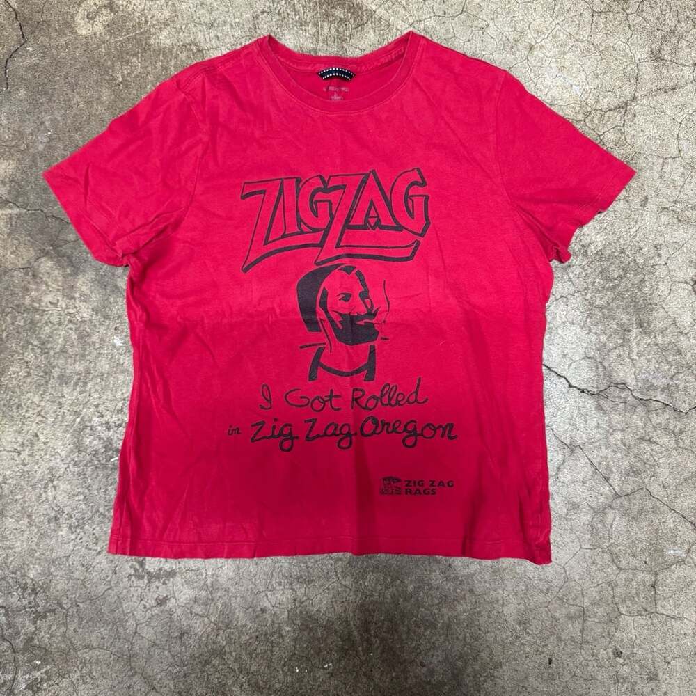 Lands' End Zig Zag Oregon Graphic T-Shirt Size L Red
